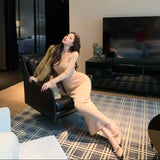 ウエストシースルーニットワンピース（2COLOR）AO1814