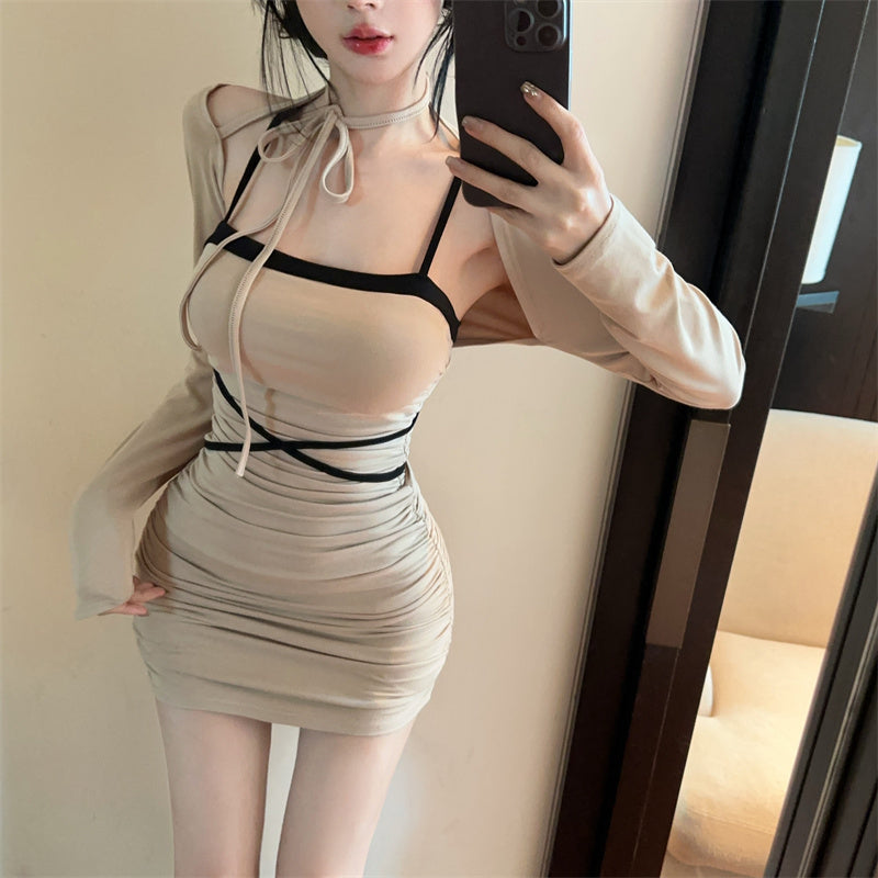 ボレロ付きバイカラーワンピース（2COLOR）AO1800
