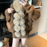 Vネックフェイクファーセットアップ（3COLOR）AS1698