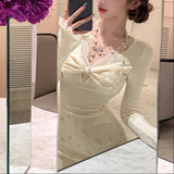 異素材レースタイトワンピースAO1828