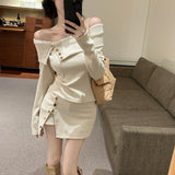 オフショルリブスコートセットアップAS1691