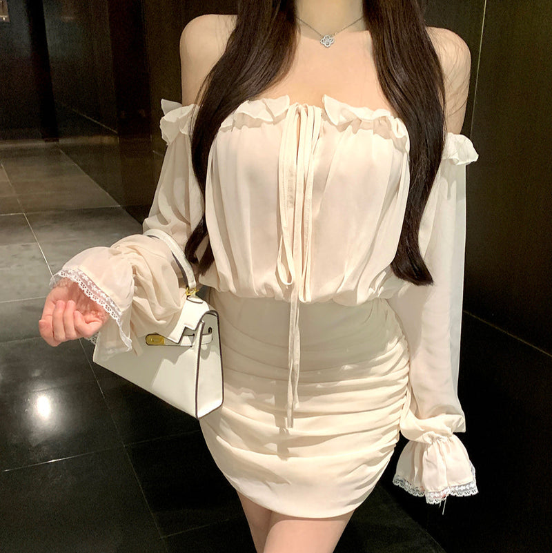 シフォンオフショルワンピースAO1797