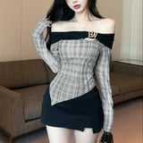 ヘムカットオフショルカットソー（2COLOR）AT1407