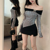 ヘムカットオフショルカットソー（2COLOR）AT1407