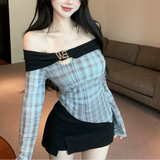 ヘムカットオフショルカットソー（2COLOR）AT1407