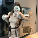 ウィンドウペンニットワンピース（2COLOR）AO1817