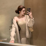 カーディガン付きレーストリムワンピースAS1710