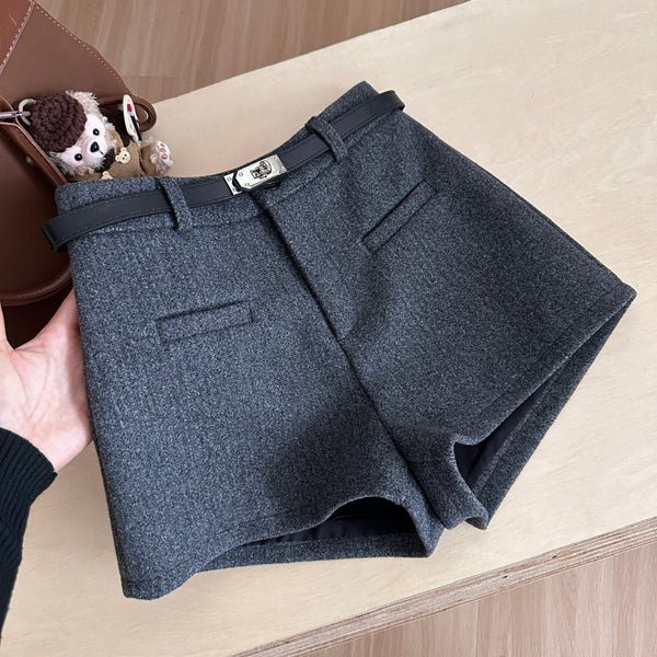 バックルベルトウールショートパンツ（2COLOR）AB1209