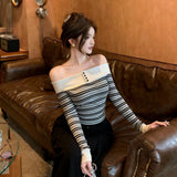 オフショルボーダーカットソーAT1410