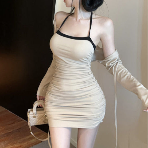 ボレロ付きバイカラーワンピース（2COLOR）AO1800