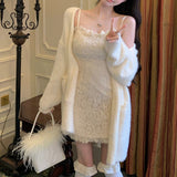 カーディガン付き総レースワンピースAS1716