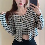 カーディガン付きチェックキャミトップス（2COLOR）AT1393