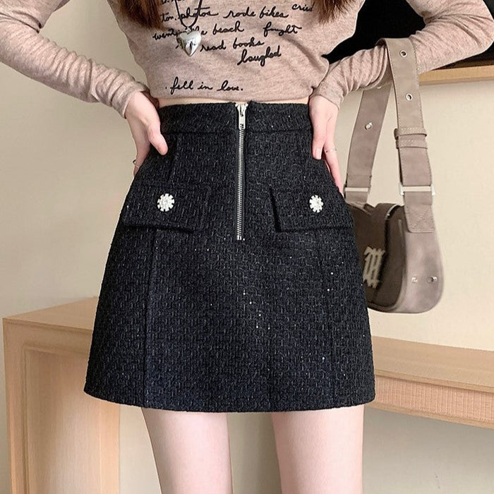 NODRESS ローライズ　ジップミニスカート フロントジップミニスカート（2COLOR）AB1188 – SNACC