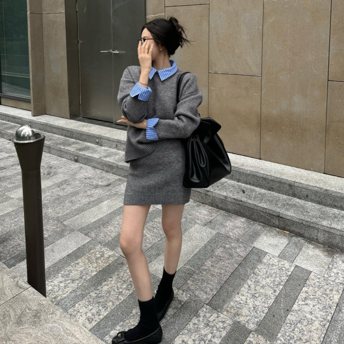 シャツドッキングニットセットアップ（2COLOR）AS1573 – SNACC