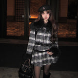 モノトーンチェックファーセットアップAS1707