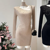 カッティングビジューワンピース（2COLOR）AO1845