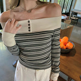 オフショルボーダーカットソーAT1410