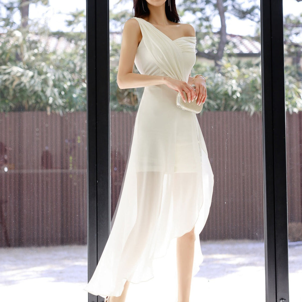 MARCHESA NOTTEシフォン ロングドレス オフショルダー ワンショルダーシフォンロングドレスAO1450 – SNACC